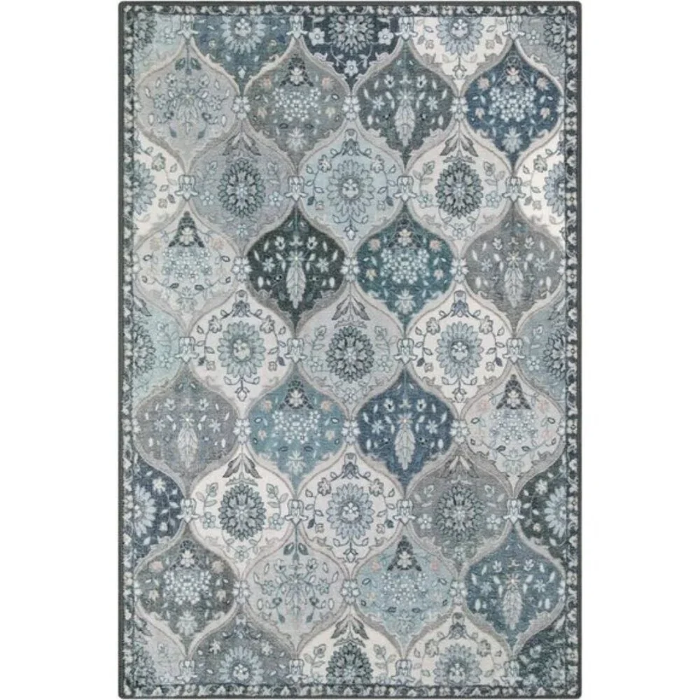 New 2x3 Moroccan Door Mat, Washable Non-Slip Blue Entry Rug for Home & Entry